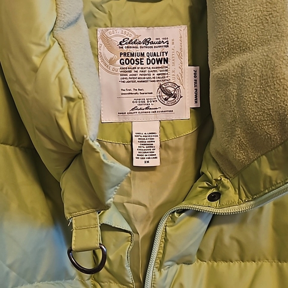 Eddie Bauer Goose Down Puffer Vest - 2X - Apple Green - Picture 7 of 7
